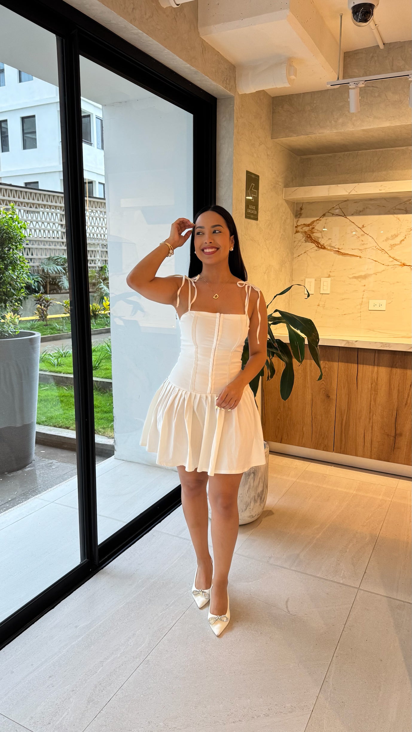 White Strap Mini Dress