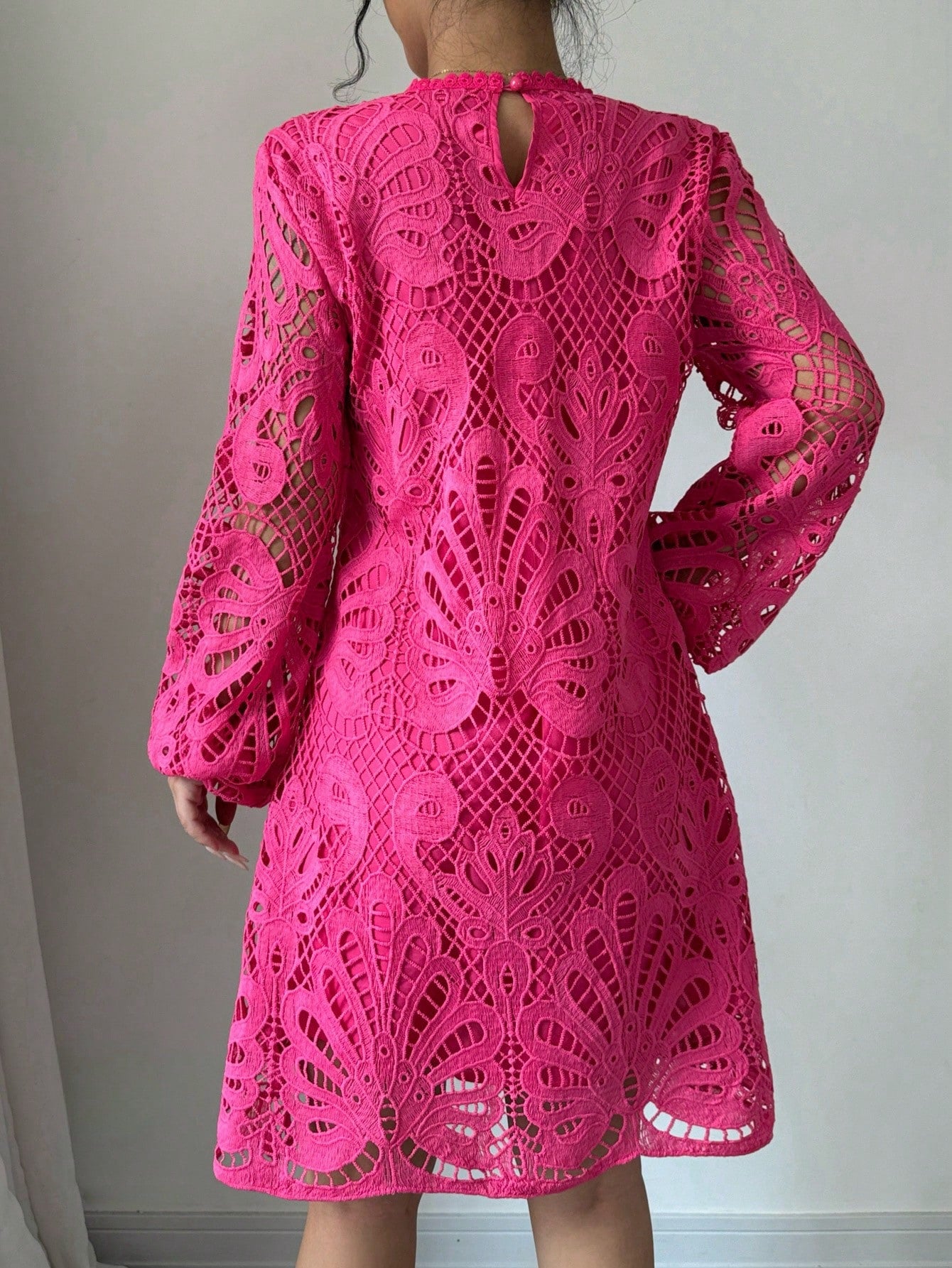 Vestido Fuscia Con Encaje
