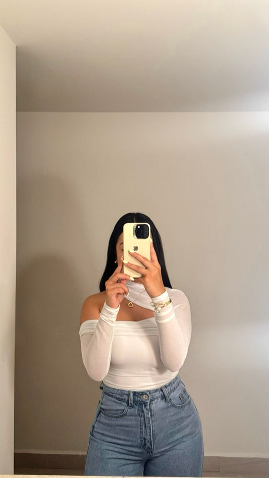 Asymmetrical White Bodysuit