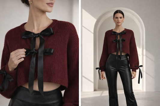 Burgundy Cardigan Bow