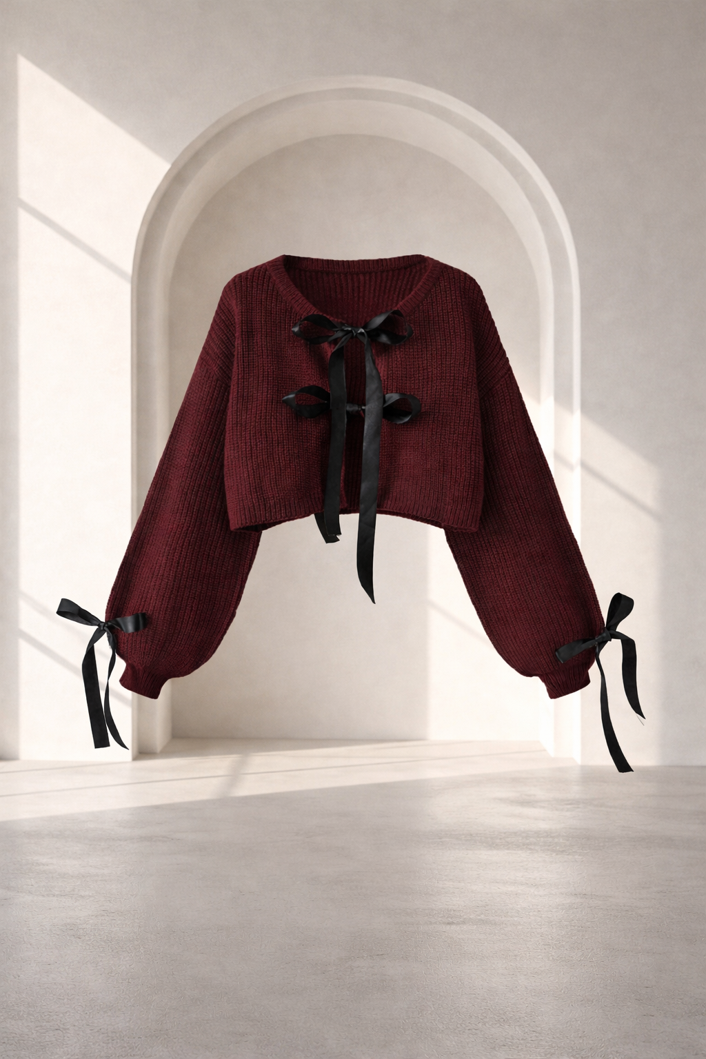 Burgundy Cardigan Bow