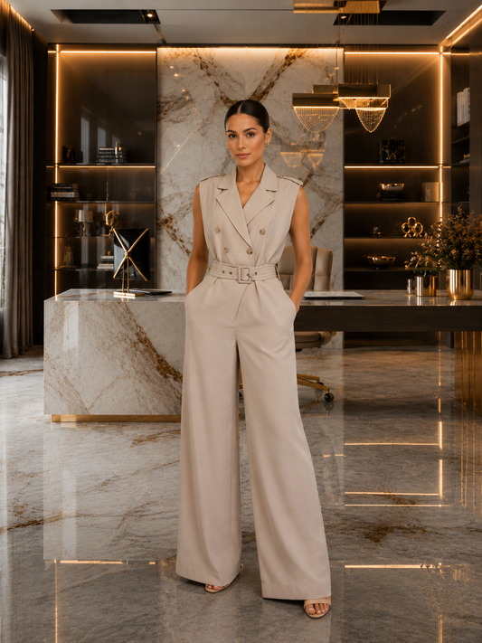 Beige Formal Jumpsuit