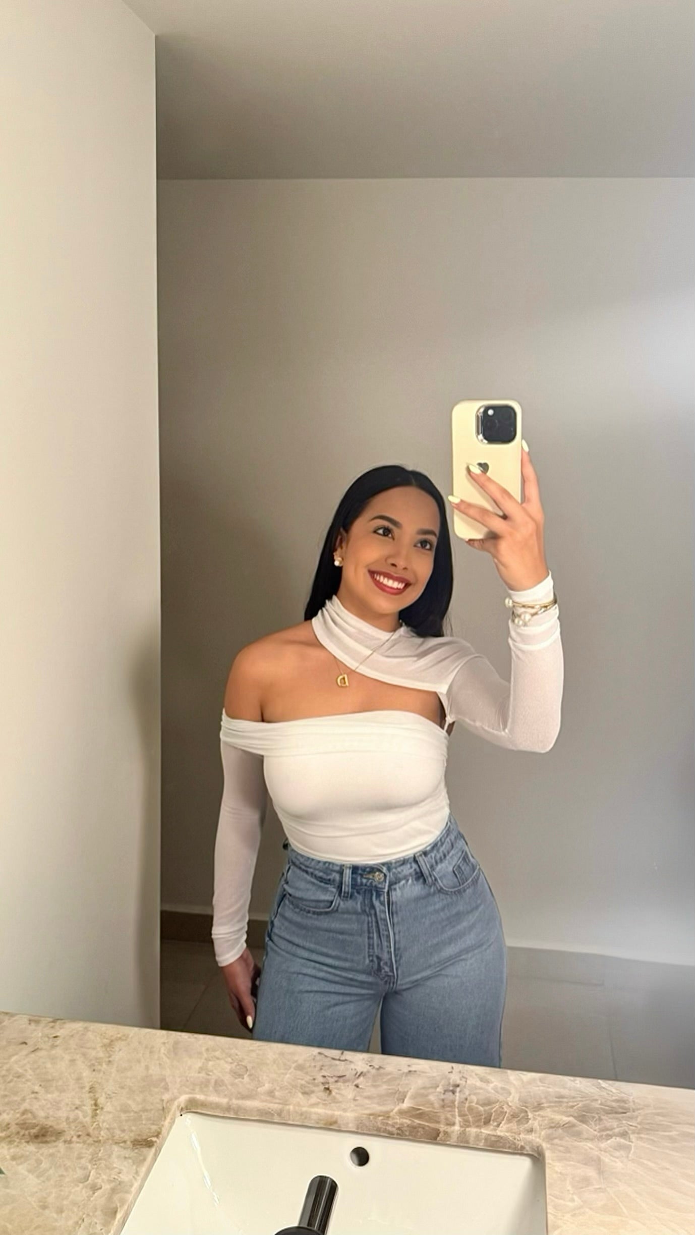 Asymmetrical White Bodysuit