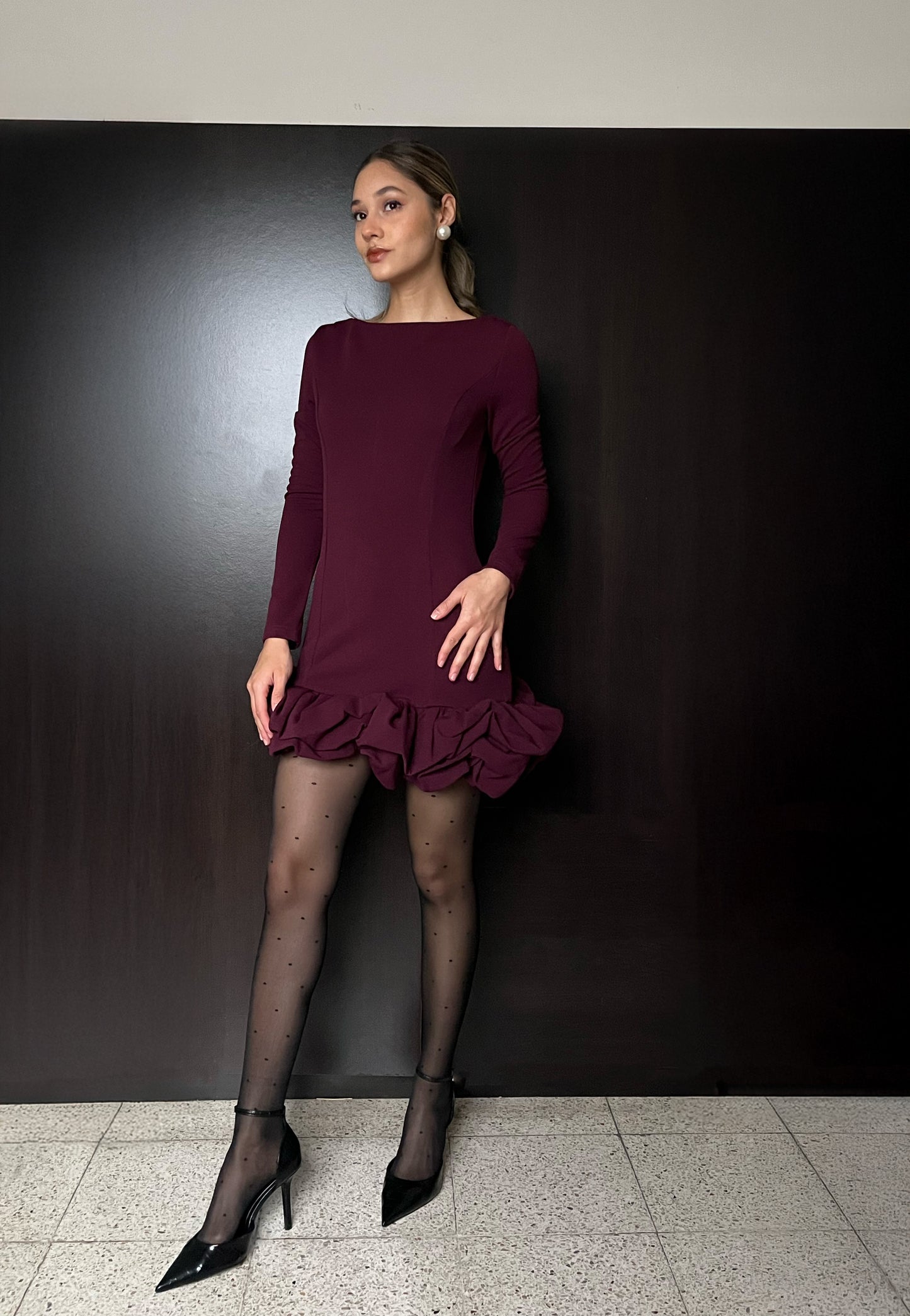 Burgundy Slim-Fit Dress