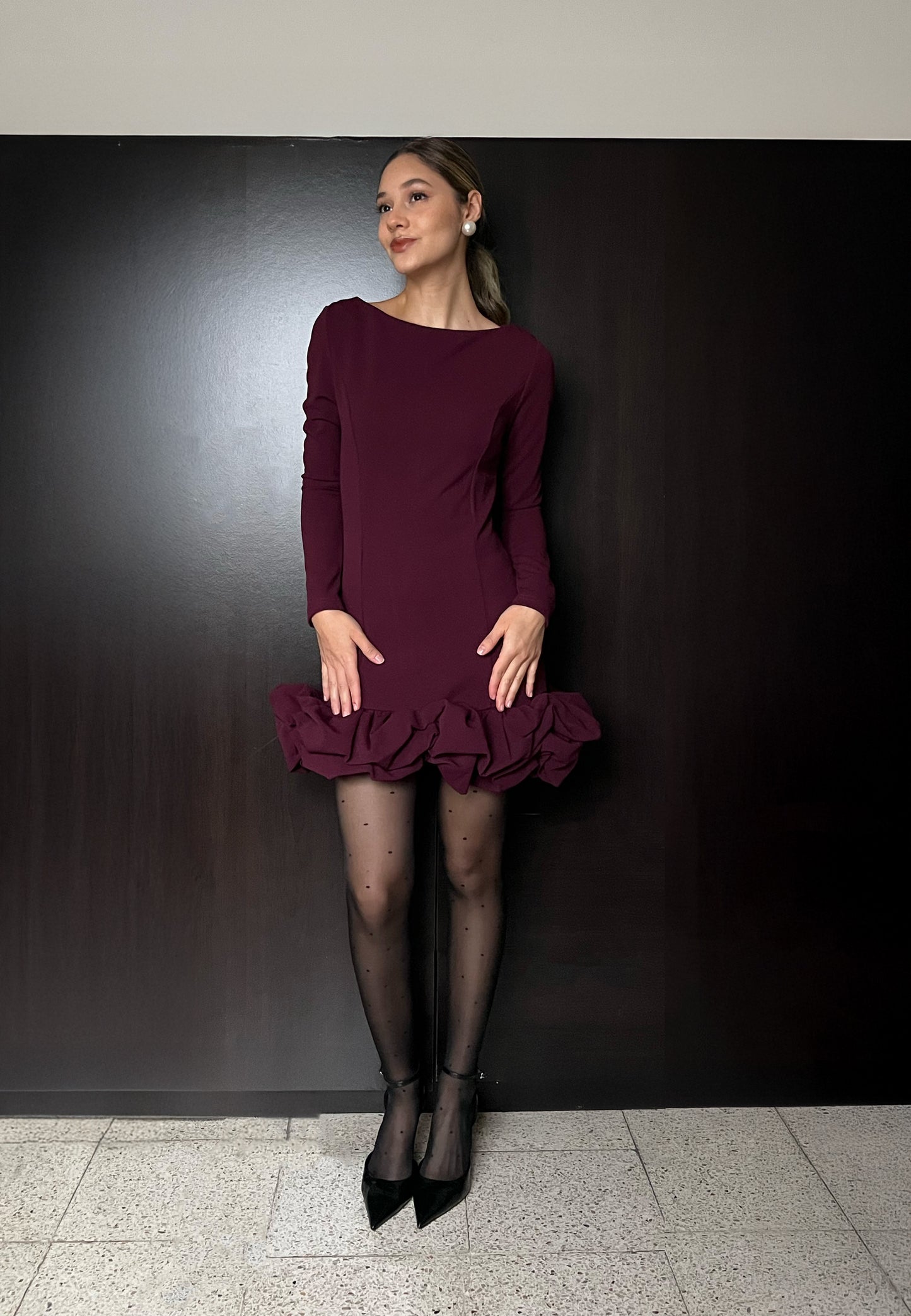 Burgundy Slim-Fit Dress