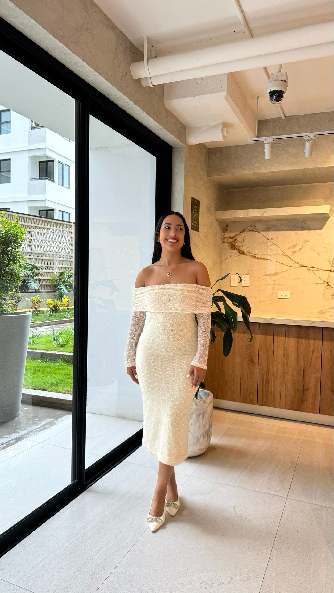 Long Sleeve Ivory Dress