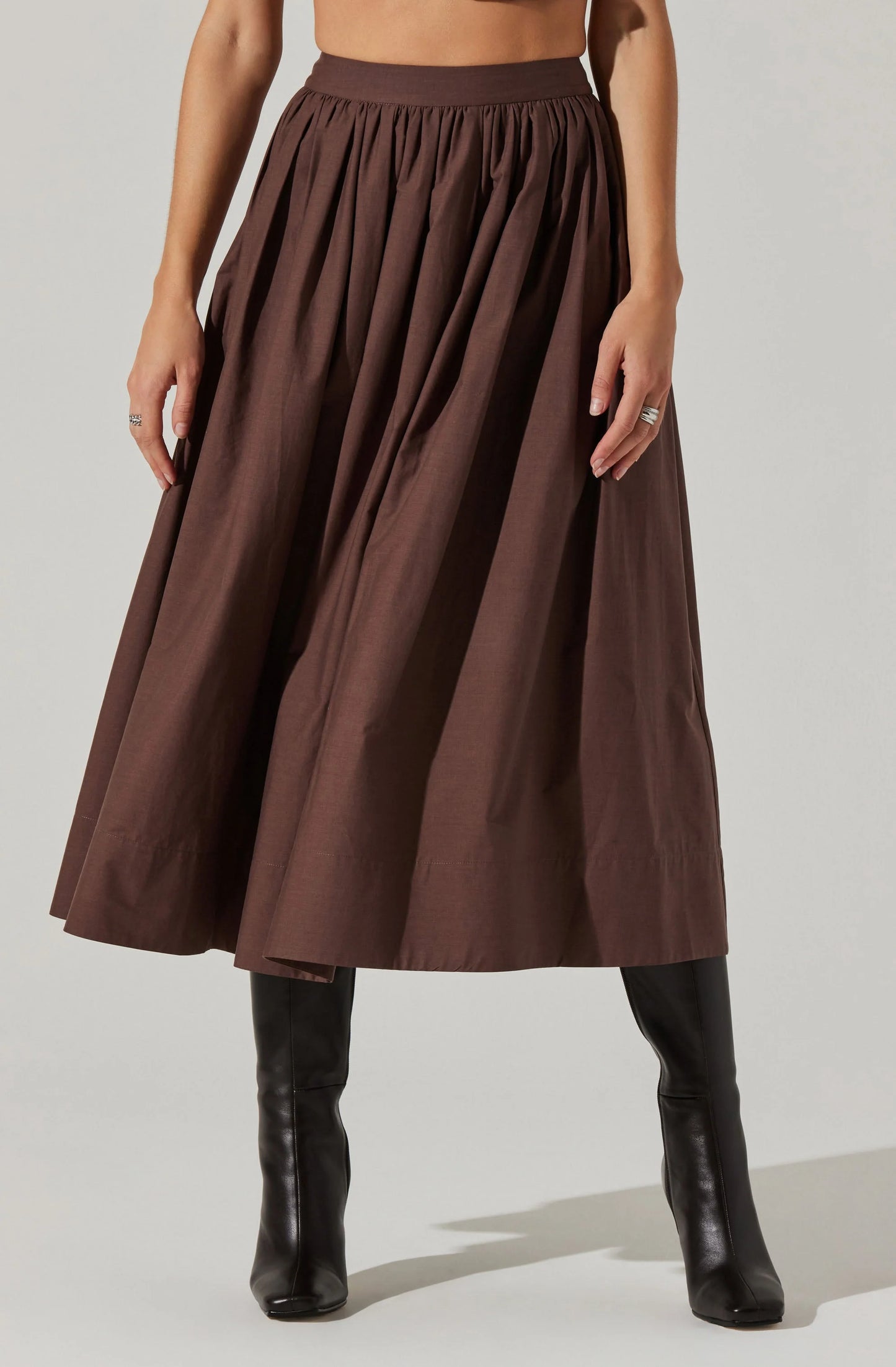 Brown Midi Skirt Set
