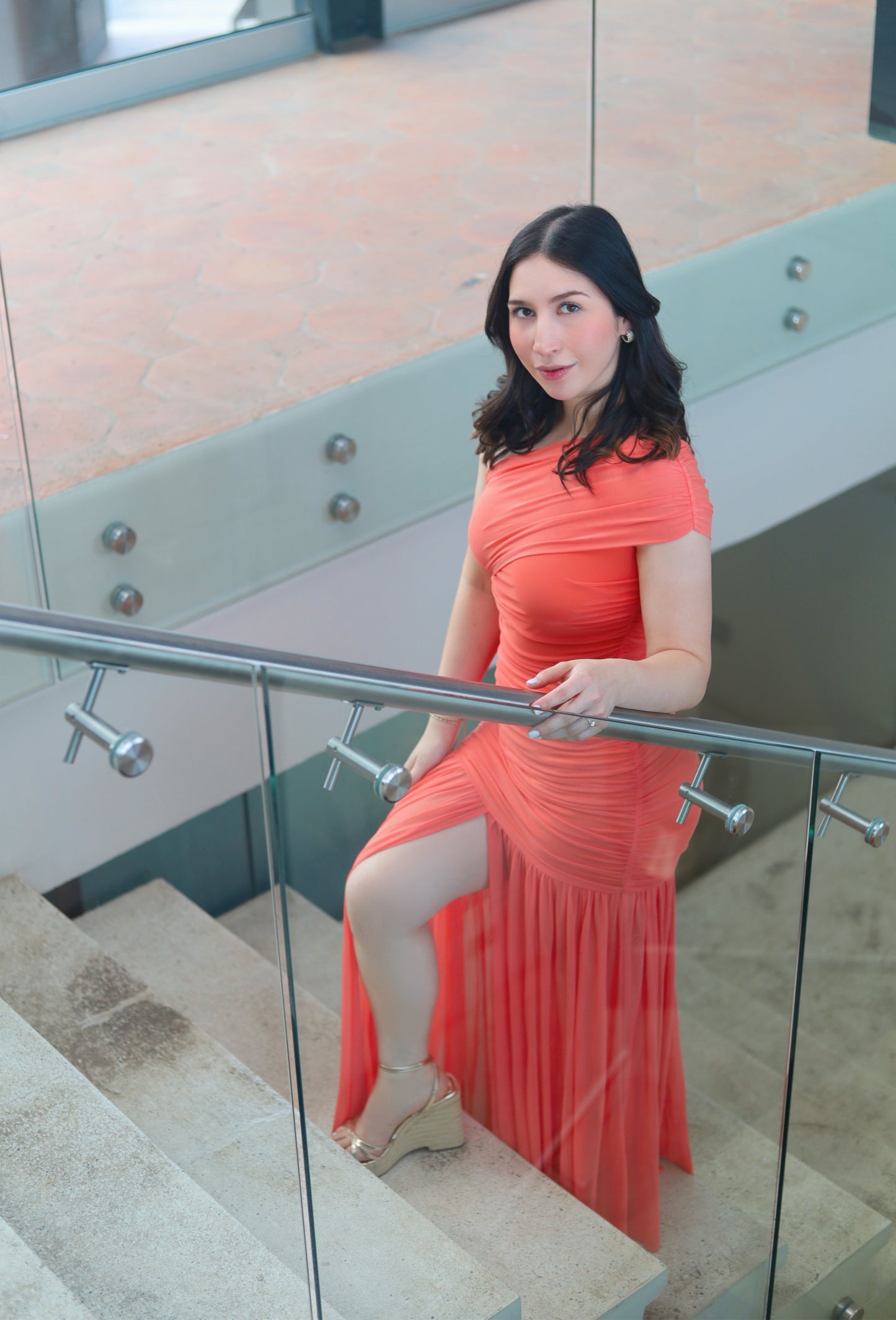 Orange Elegant Slim Dress