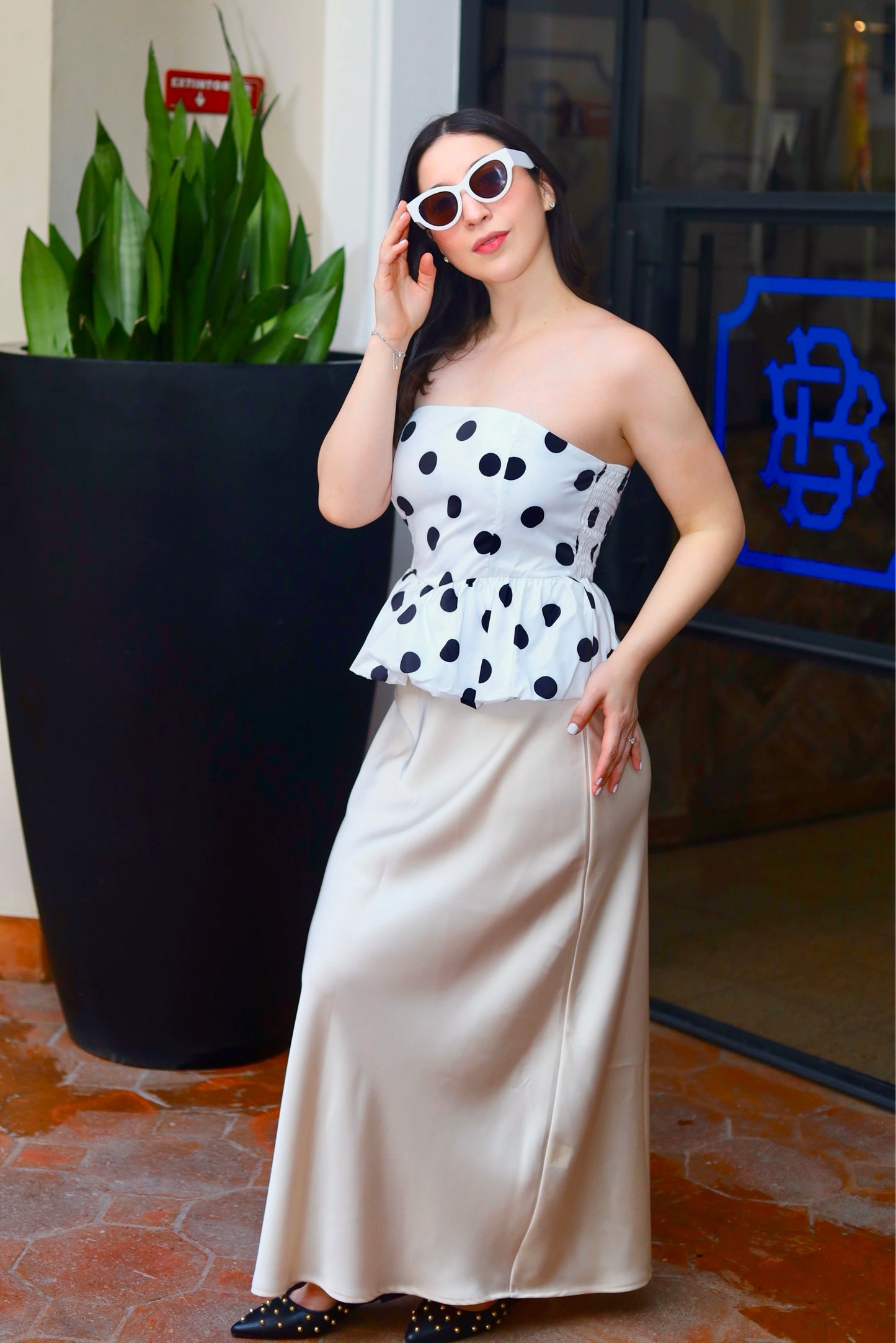 Beige Satin Skirt