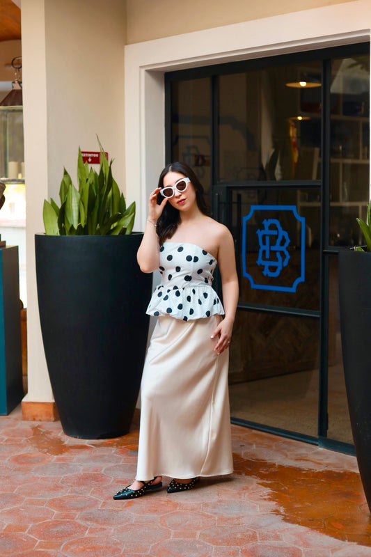 Beige Satin Skirt