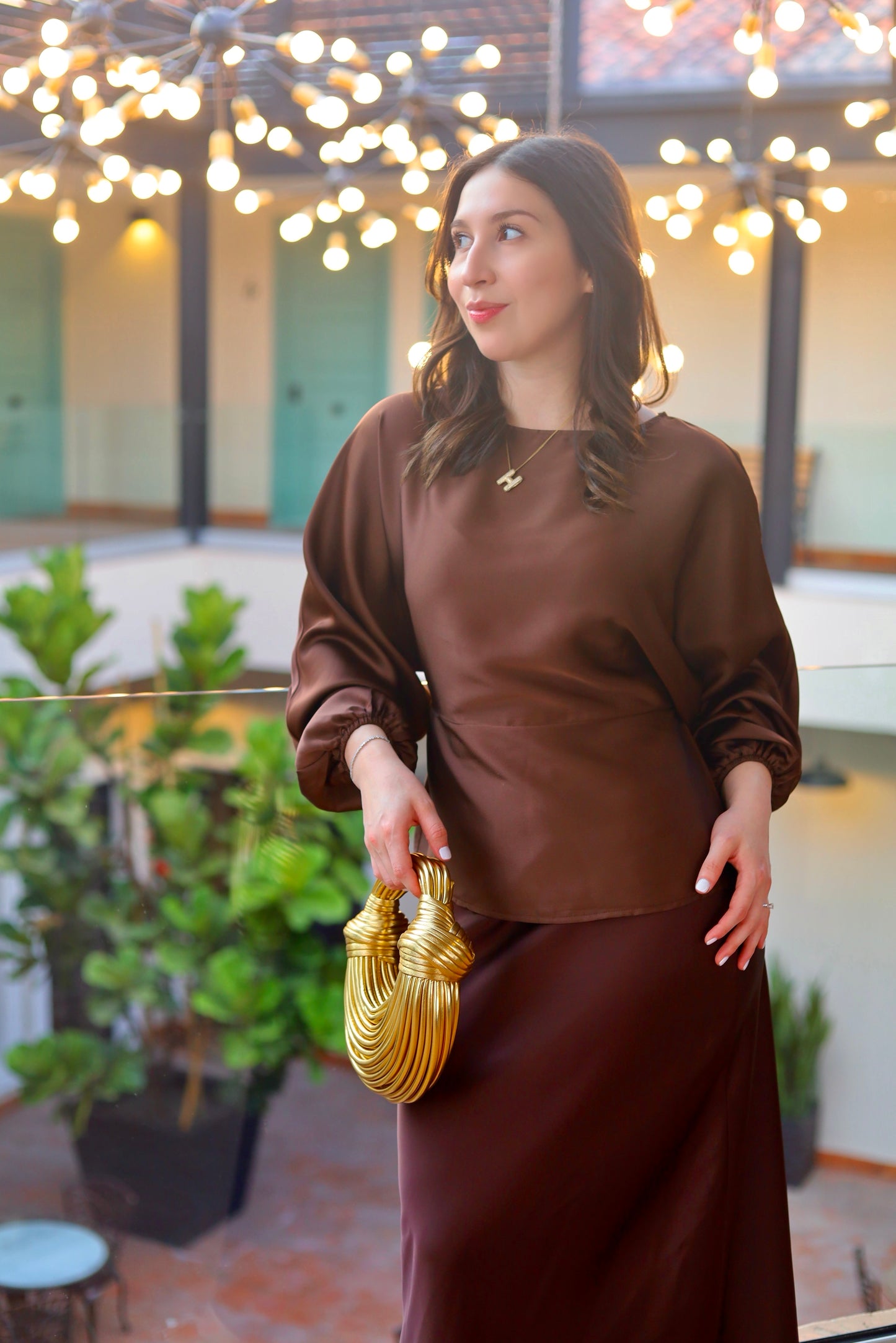 Brown Satin Skirt
